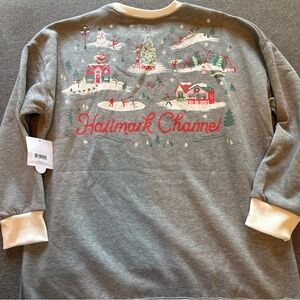 NEW Hallmark Channel, Comfy, Cozy, Merry, Gray, Oversized Sweatshirt, Size M